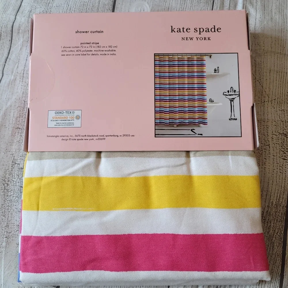 Kate Spade ♠️ Fabric Shower Curtain Painted Stripe •New in Package•